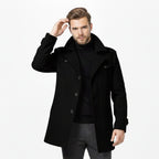 Men’s Long Wool-Blend Coat – Classic Gentleman Fit
