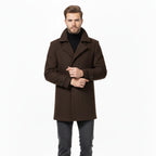 Men’s Long Wool-Blend Coat – Classic Gentleman Fit