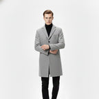 Men’s Turn-Down Collar Overcoat – Minimalist Winter Layer