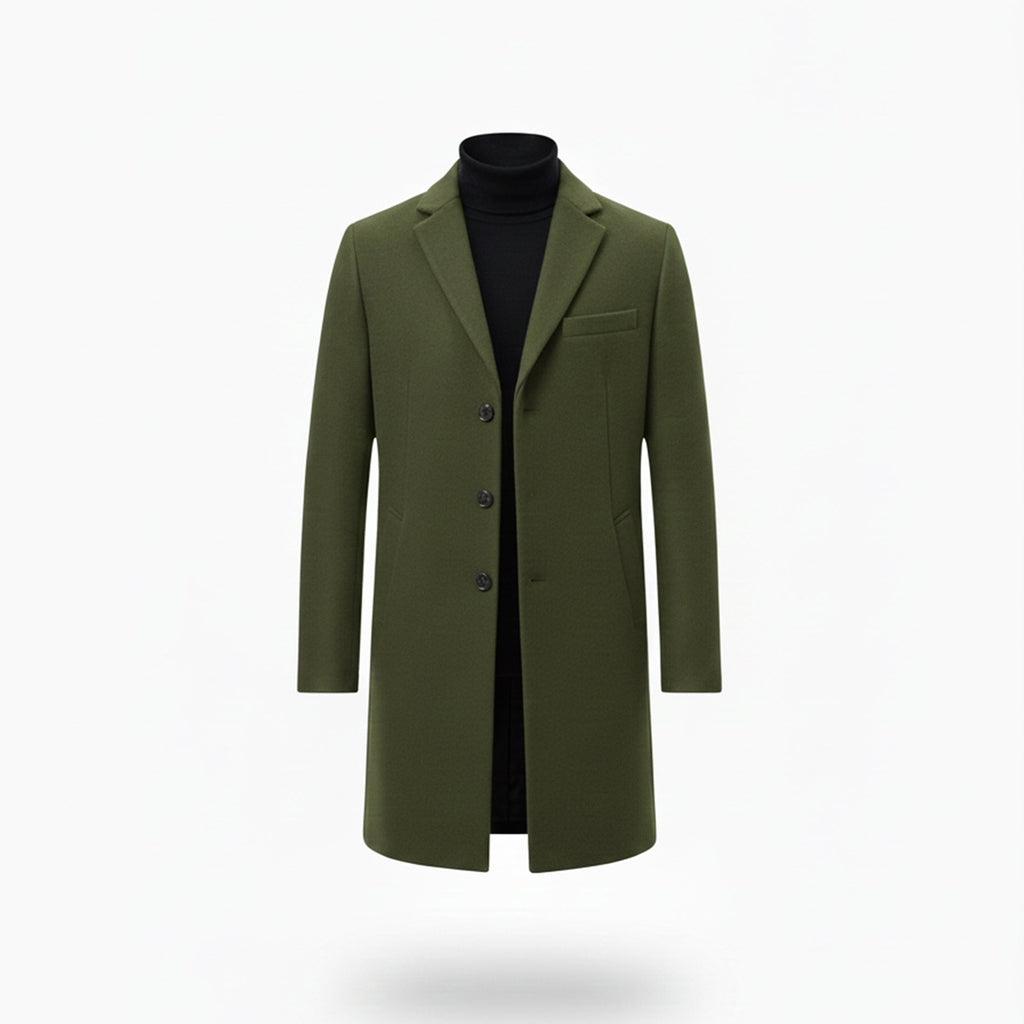 Men’s Turn-Down Collar Overcoat – Minimalist Winter Layer
