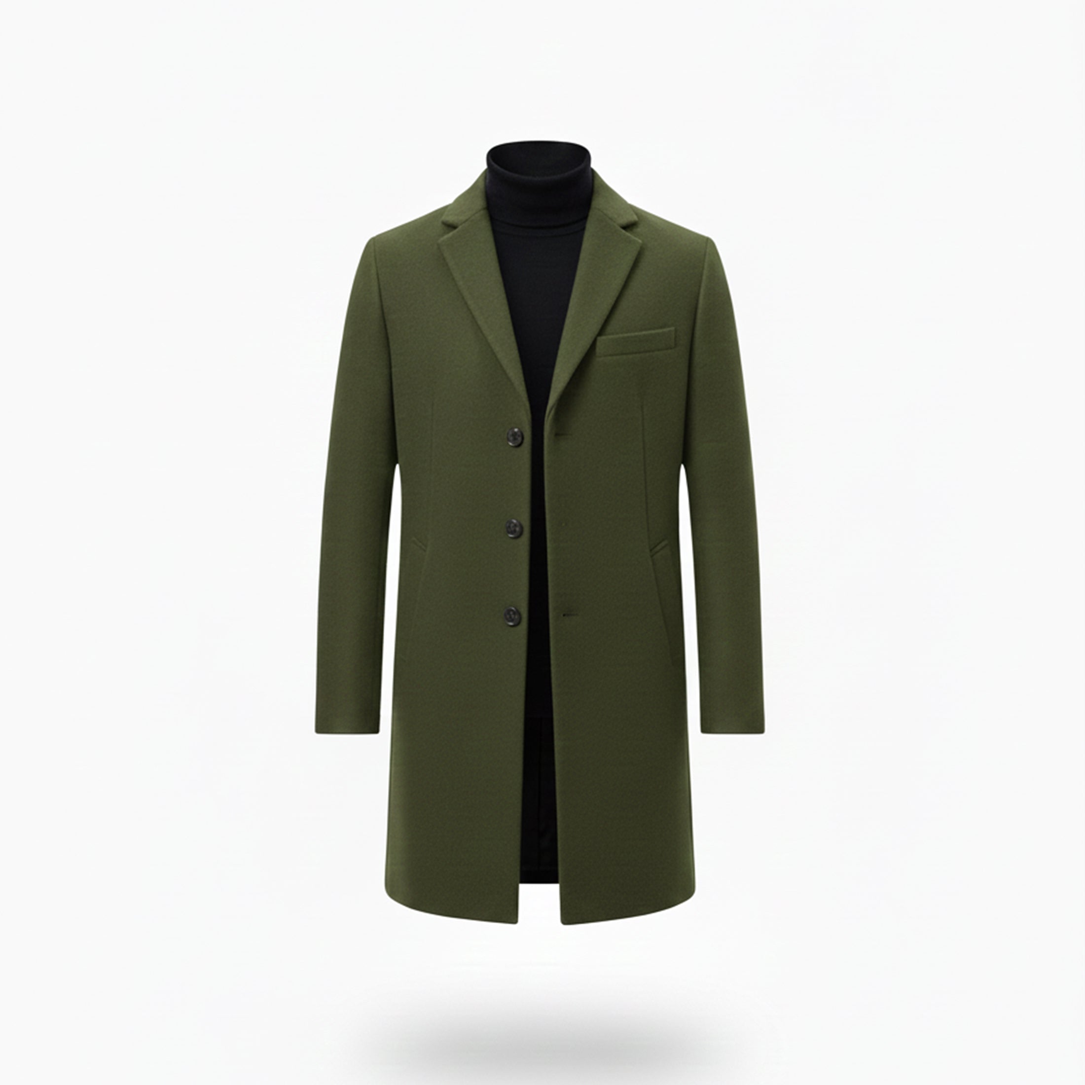Men’s Turn-Down Collar Overcoat – Minimalist Winter Layer
