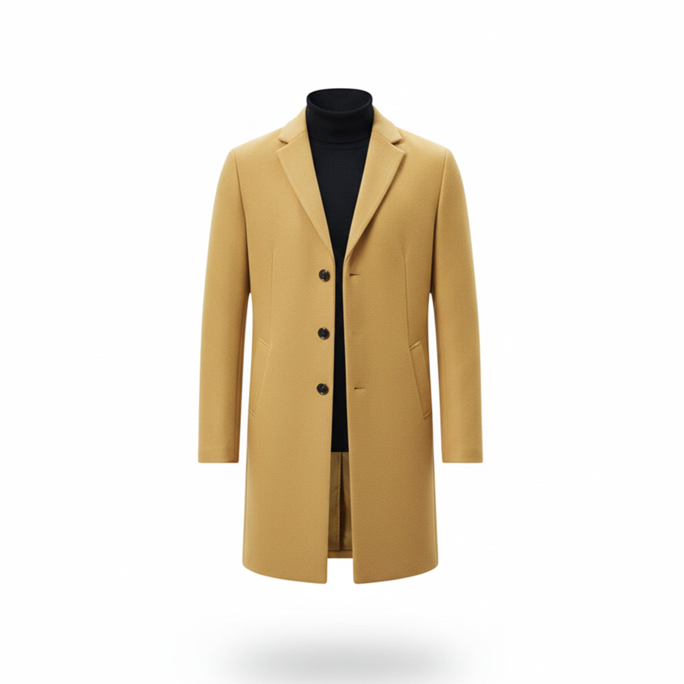 Men’s Turn-Down Collar Overcoat – Minimalist Winter Layer