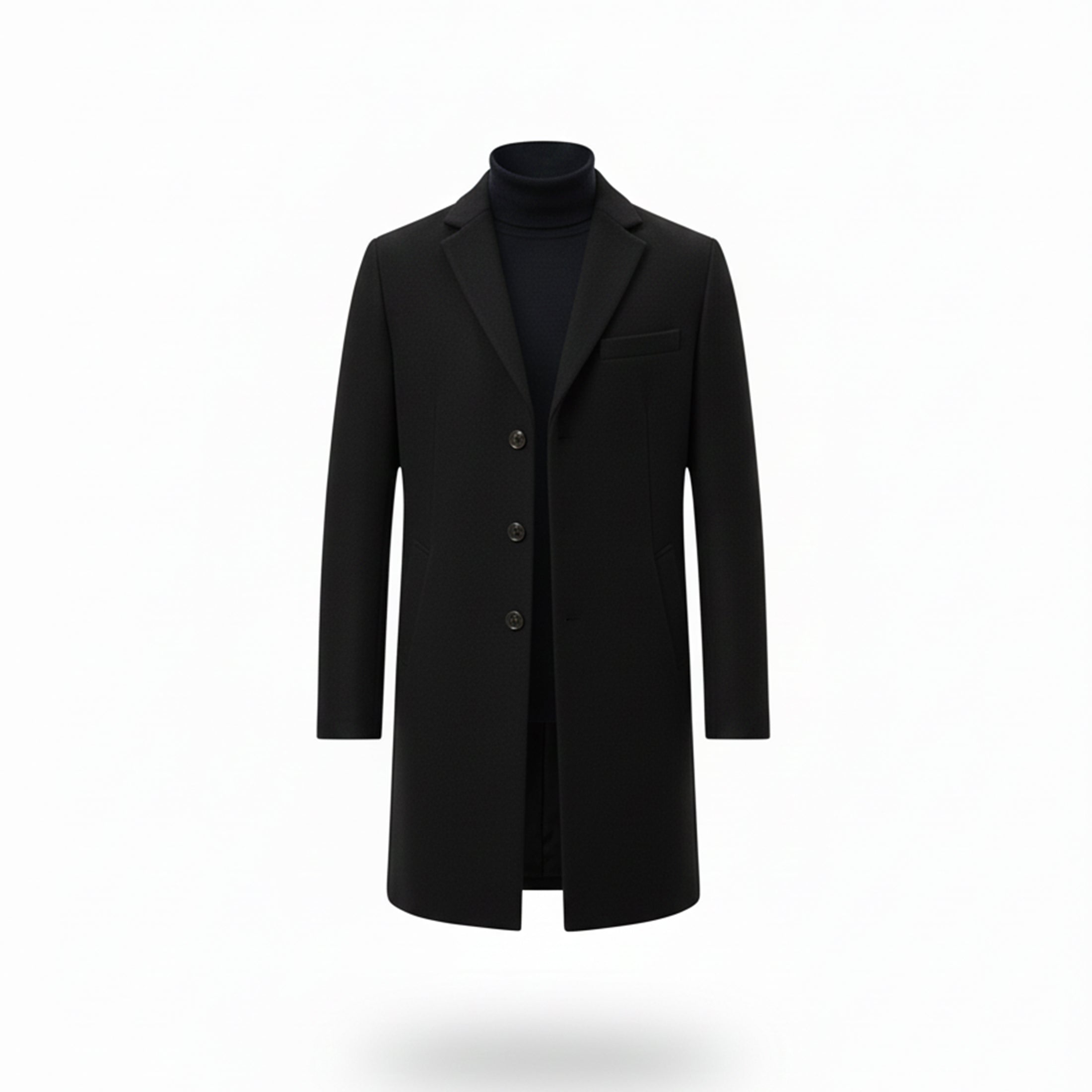 Men’s Turn-Down Collar Overcoat – Minimalist Winter Layer