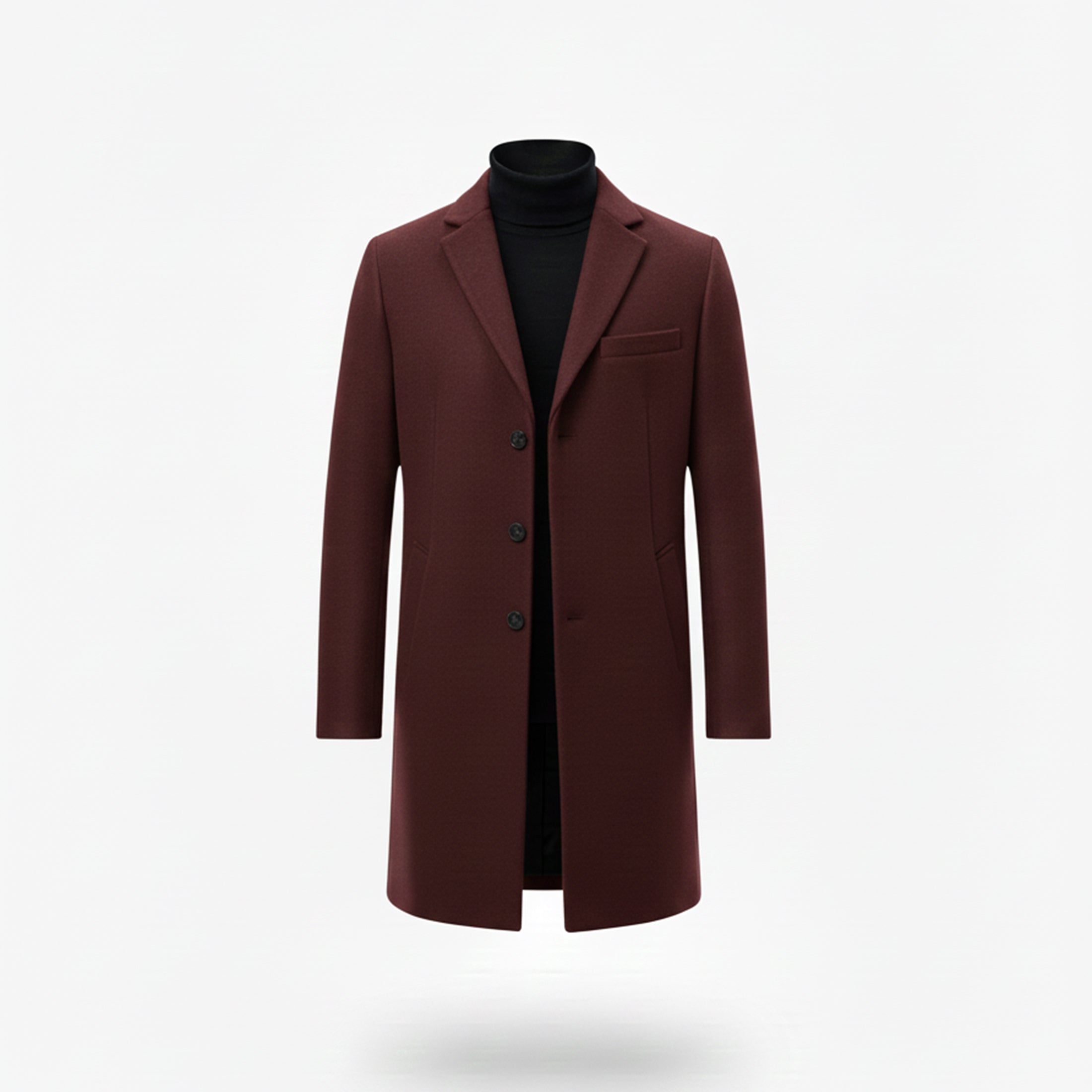 Men’s Turn-Down Collar Overcoat – Minimalist Winter Layer