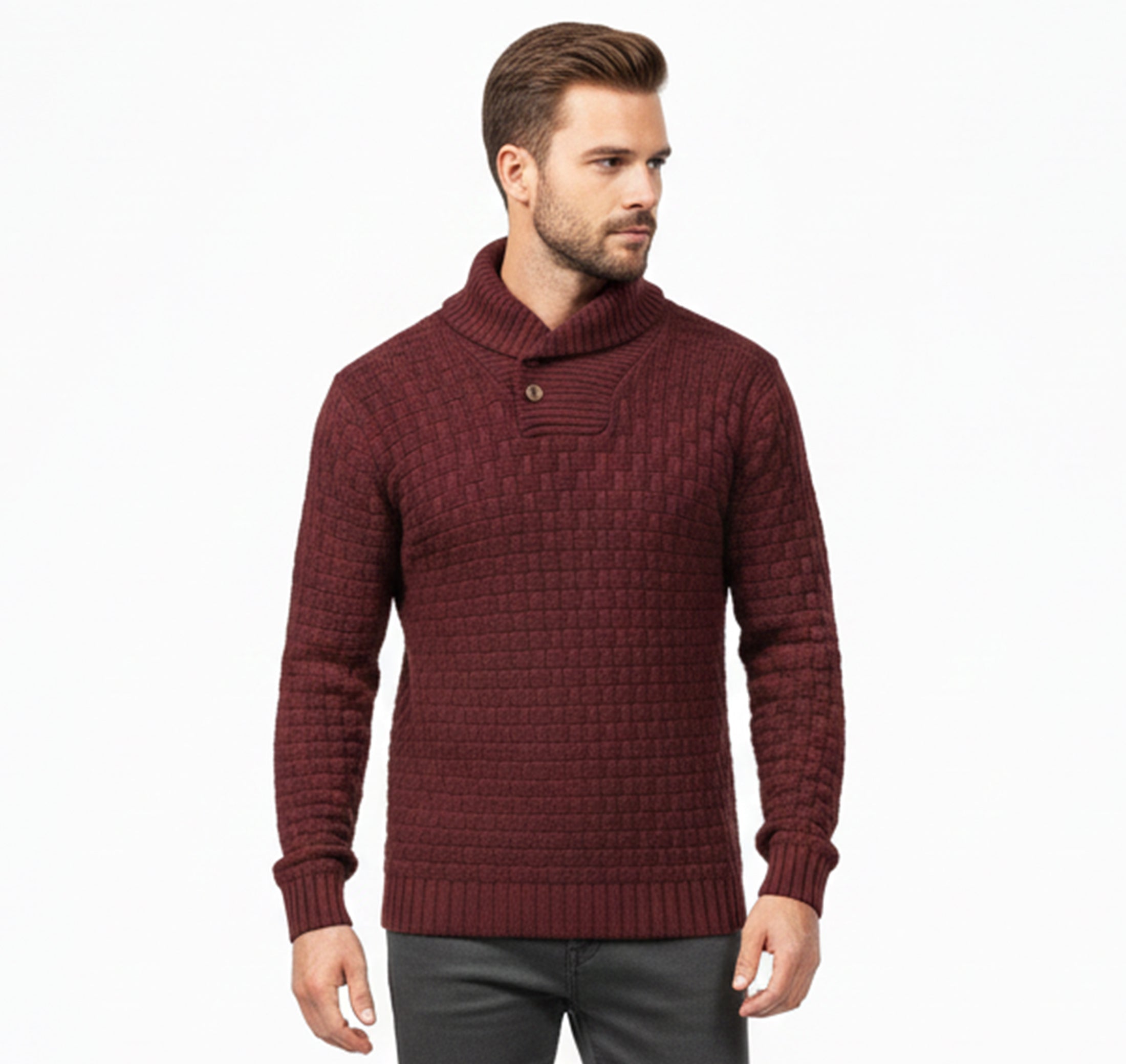 Men’s Fine-Neck Knit Sweater – Urban Winter Fit
