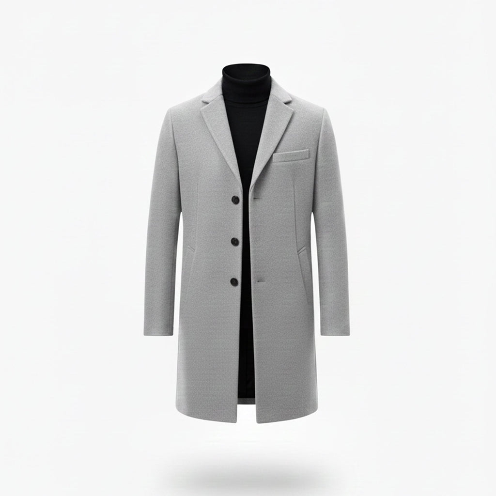 Men’s Turn-Down Collar Overcoat – Minimalist Winter Layer