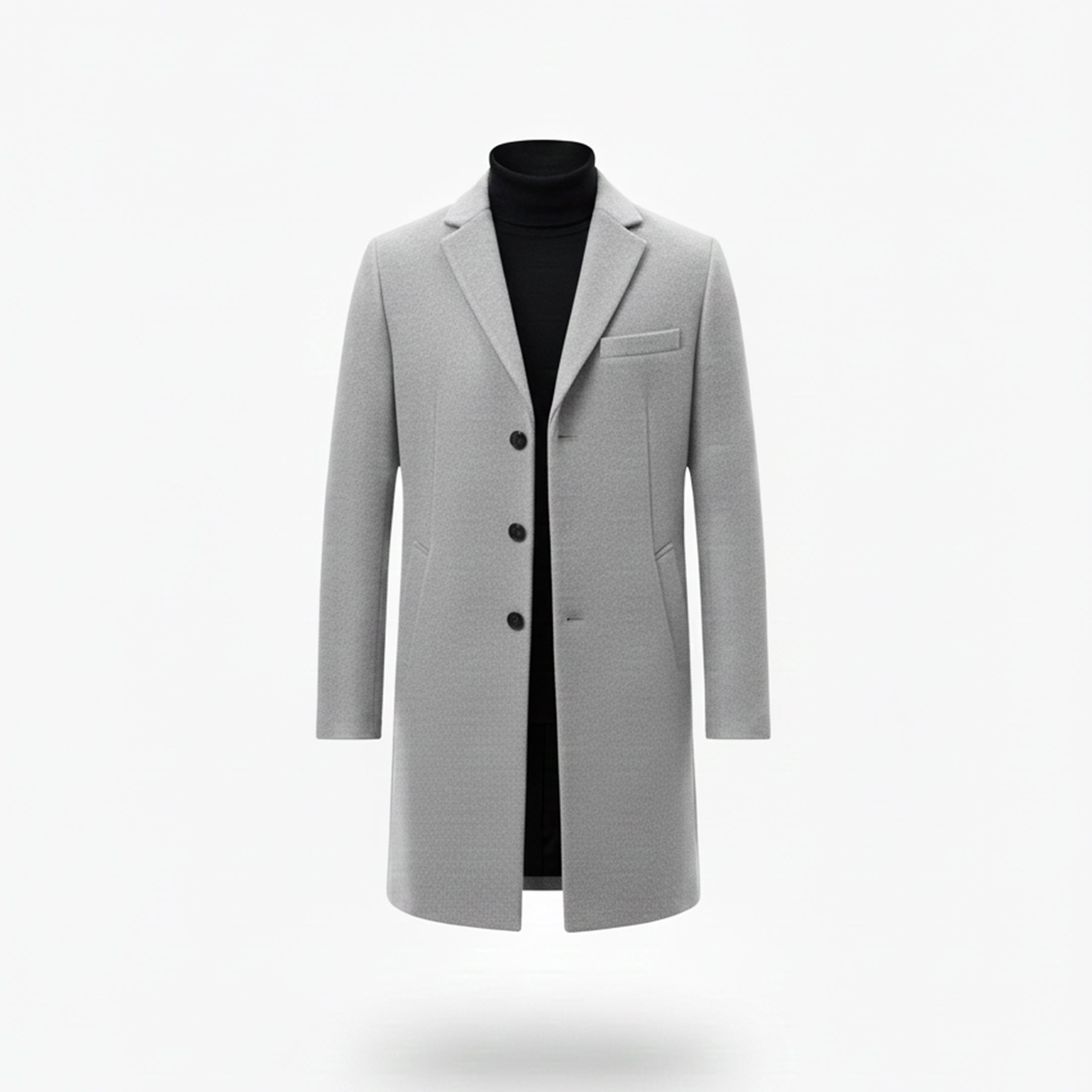Men’s Turn-Down Collar Overcoat – Minimalist Winter Layer