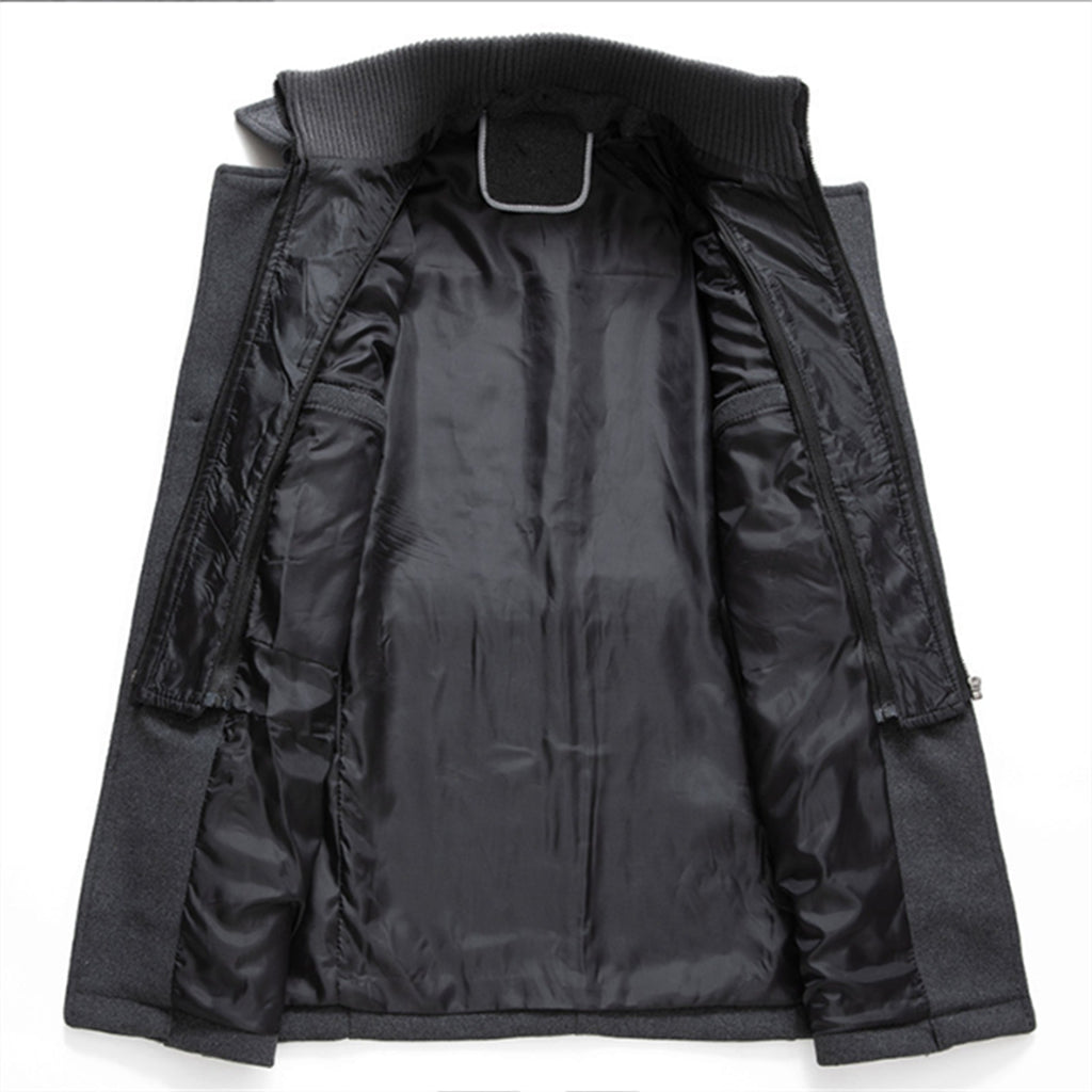 Men’s Long Wool-Blend Coat – Classic Gentleman Fit