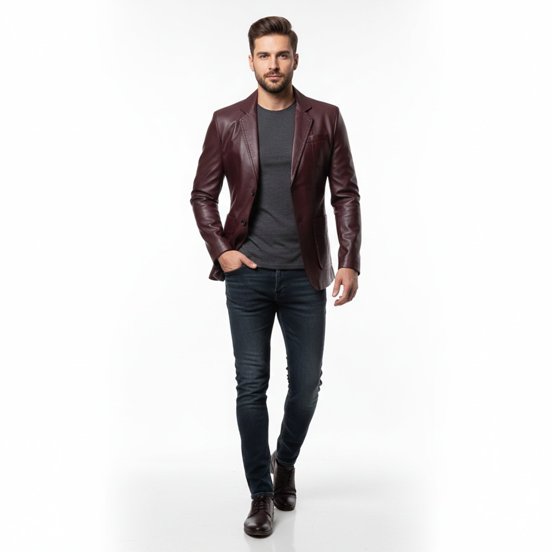Men’s Single-Breasted Long Coat – Relaxed Modern Cut