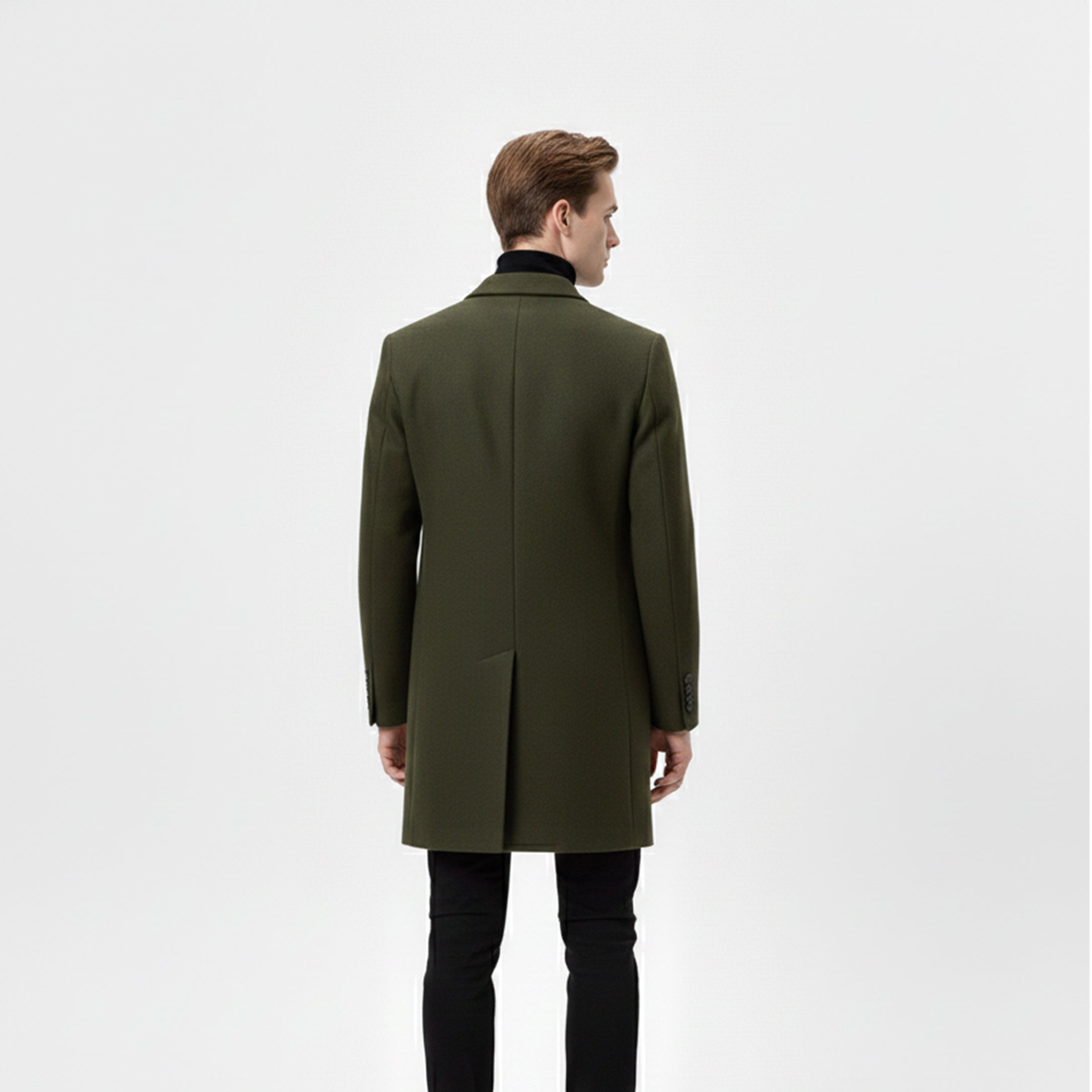 Men’s Turn-Down Collar Overcoat – Minimalist Winter Layer