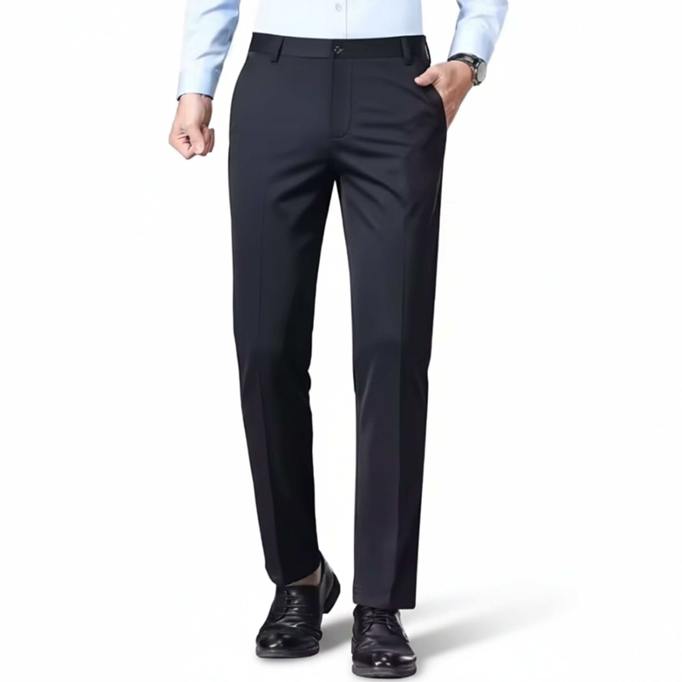 Men’s straight-cut stretch trousers – Casual chic aesthetic