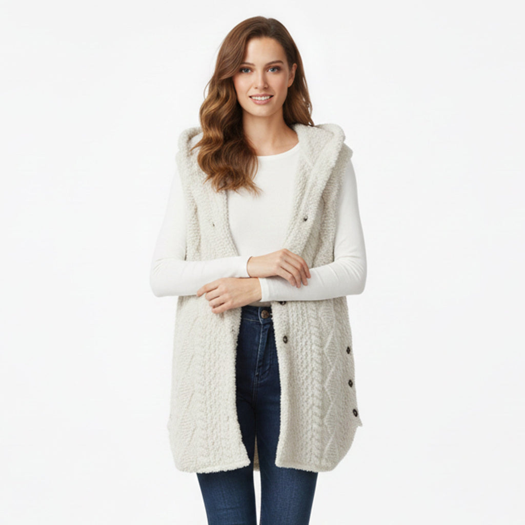 Women’s Hooded Soft-Knit Cardigan – Relaxed Winter Aesthetic