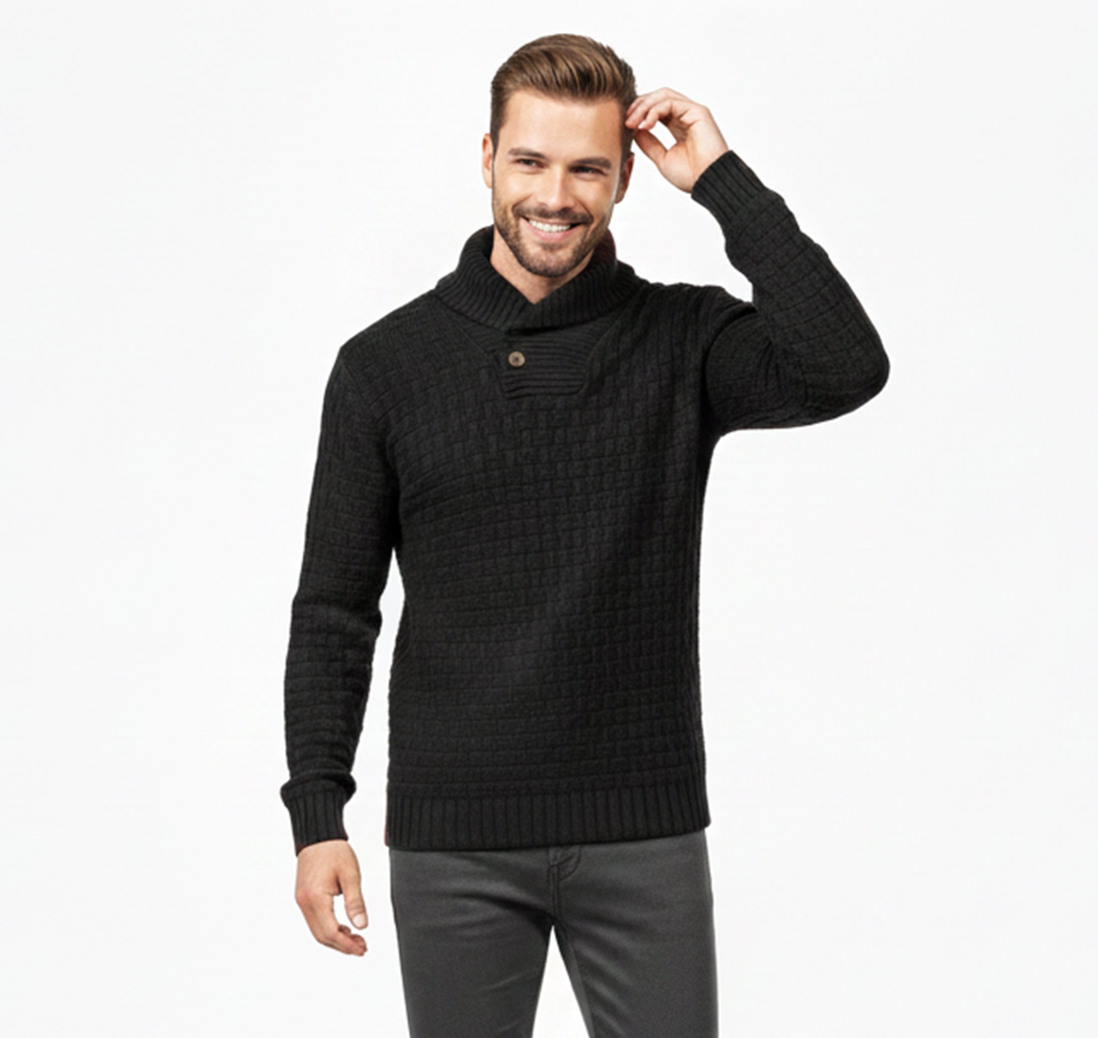 Men’s Fine-Neck Knit Sweater – Urban Winter Fit
