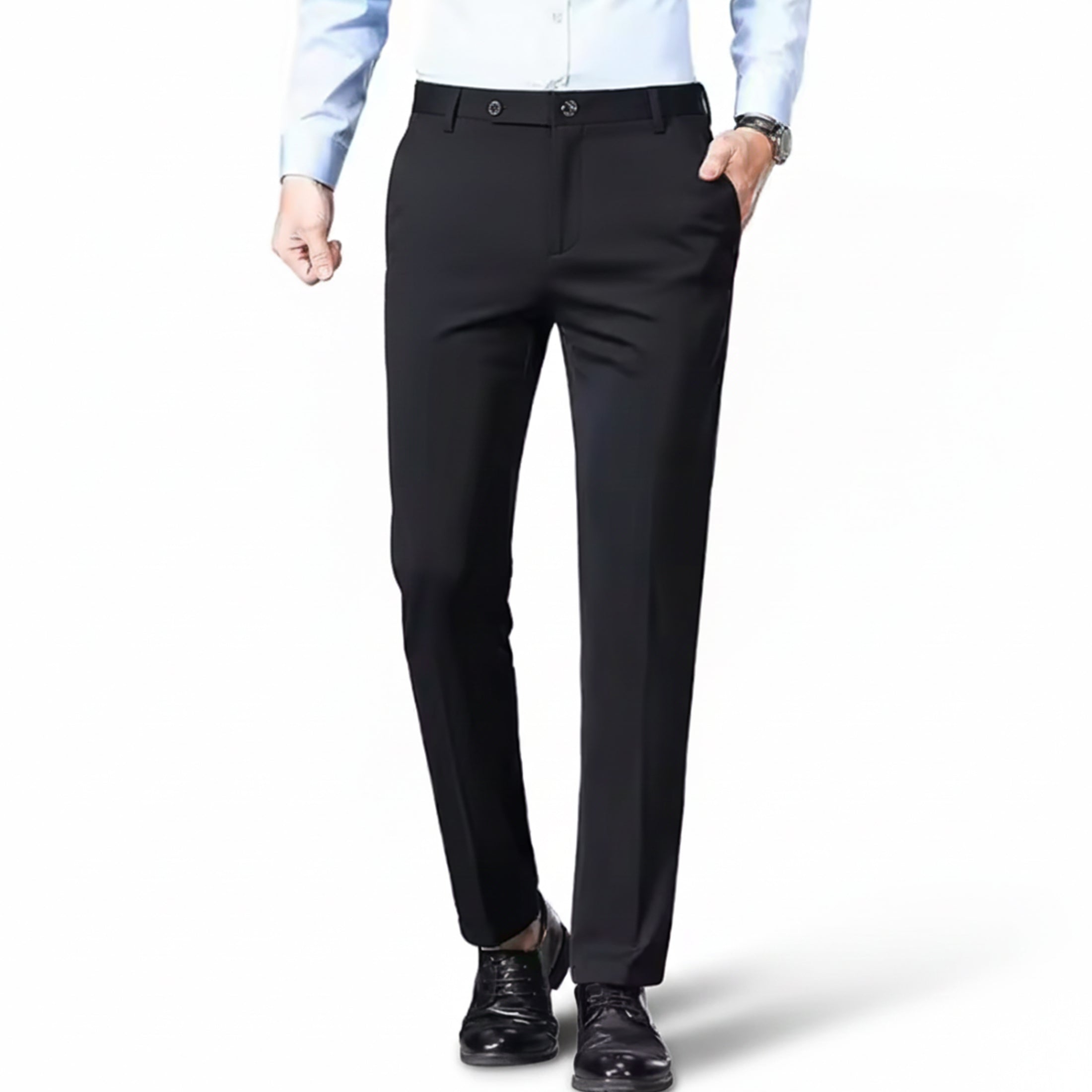 Men’s straight-cut stretch trousers – Casual chic aesthetic