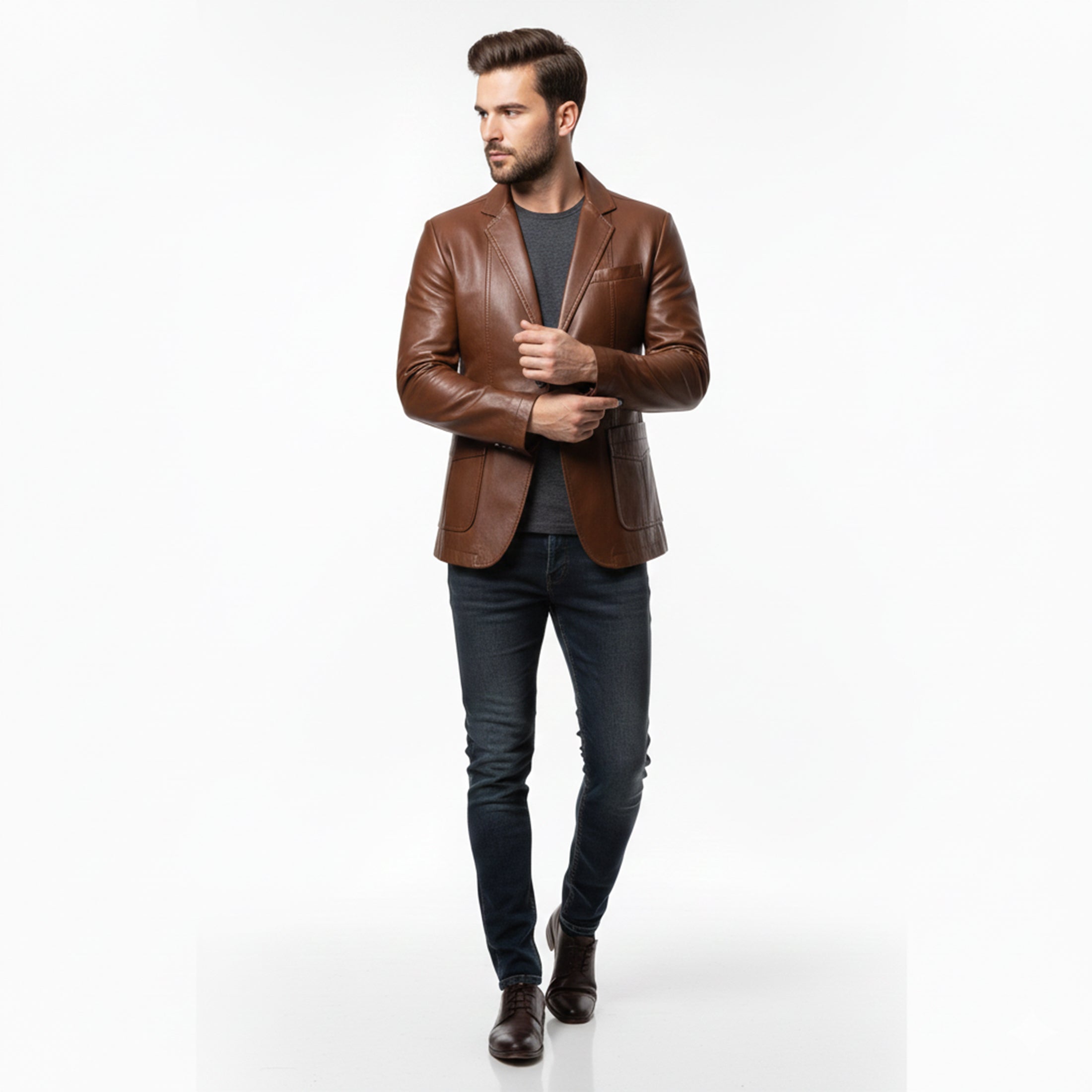 Men’s Single-Breasted Long Coat – Relaxed Modern Cut