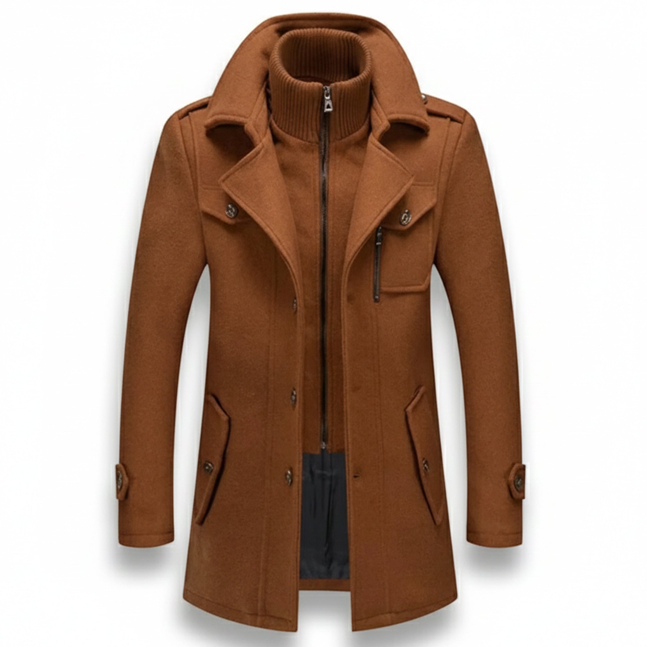 Men’s Long Wool-Blend Coat – Classic Gentleman Fit