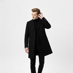 Men’s Turn-Down Collar Overcoat – Minimalist Winter Layer